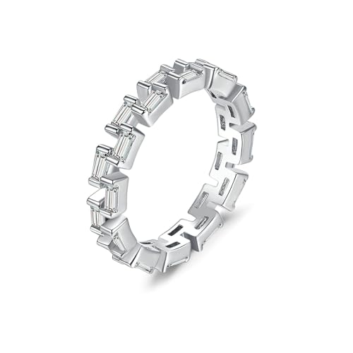 Bishilin Verlobungsring Damen Weißgold 585, Frauen Ringe 3.4MM mit Diamant Bandring Trauringe Ungewöhnlich Hochzeit Ringe Gr.62 (19.7) von Bishilin