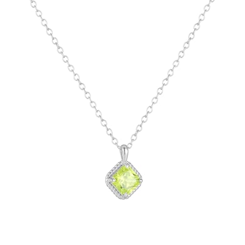 Bishilin Weißgold Halskette Damen 585 14 Karat Echtgold, Kette mit Anhänger Quadrat Peridot Halskette Weißgold 45CM für Charms Hochzeit von Bishilin