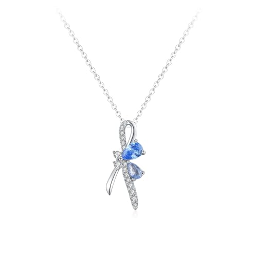 Bishilin Weißgold Kette 375 Echtgold, Damen Halskette Anhänger Knoten mit Tropfen Topas und Moissanit Kette Weißgold 45CM für Frauen Hochzeit von Bishilin