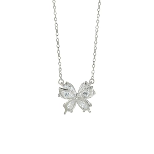 Bishilin Weißgold Kette 375 Echtgold, Damen Halskette Anhänger Schmetterling mit Moissanit Kette Weißgold 45CM für Frauen Hochzeit von Bishilin