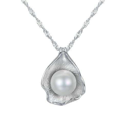 Bishilin Weißgold Kette 585 Echtgold, Damen Halskette Anhänger Muschel mit Weiß Perle Hochzeit Kette Weißgold 45CM für Frauen Bishilin Weißgold Kette 585 Echtgold, Damen Halskette Anhänger Muschel mit Weiß Perle Hochzeit Kette Weißgold 45CM für Frauen von Bishilin