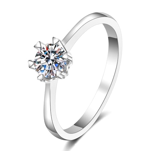Bishilin Weißgold Ringe Frauen 585 14K Echtgold, Trauring Einzeln Damen Solitär mit Diamant 2ct Verlobungsringe Jahrestag Memoir Ringe Große 53 (16.9) von Bishilin