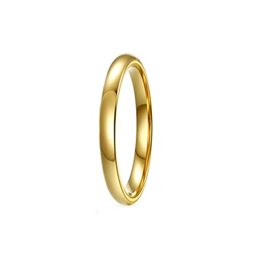 Bishilin Wolfram Ringe Männer Frauen, Gold Ring Personalisiert 2MM Poliert Rund Bandring Ring Größe 57 (18.1), Freundschaftsringe Paterringe für Paar von Bishilin