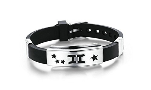 Bishiling Edelstahl Armband Herren Echtes Silikon Zwillinge Freundschaftsarmband Schwarz Herrenarmband von Bishilin