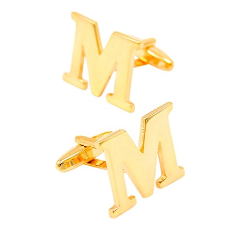 Bishiling Mode Edelstahl Manschettenknöpfe Herren Hochzeit Buchstabe M Manschettenknöpfen Gold von Bishilin