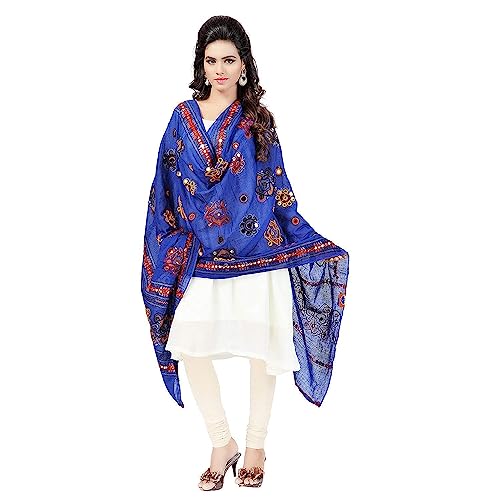 BishtHub Fashion Bestickte Kutch Arbeit Baumwolle bedruckte Dupatta für Damen, Königsblau, Large von BishtHub Fashion