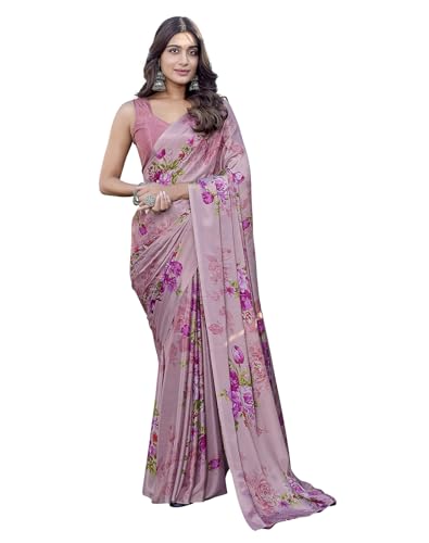 BishtHub Fashion Chiffon-Sari im Bollywood-Stil für Damen mit aufgetrenntem Blusenteil -(DIPTI PINK) von BishtHub Fashion