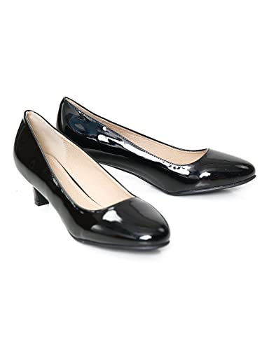 Bismaa Damen Herren Unisex runde Zehenpartie niedriger Kätzchenabsatz Übergröße Arbeitsschuhe, schwarzer lack, 44 EU Bismaa Damen Herren Unisex runde Zehenpartie niedriger Kätzchenabsatz Übergröße Arbeitsschuhe, schwarzer lack, 44 EU von Bismaa