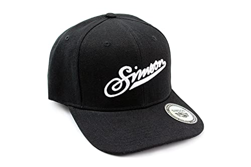 Bisomo Simson Basecap in Schwarz mit weißem Simson Logo, einstellbarer Kunststoff-Verschluss Sticker von BISOMO