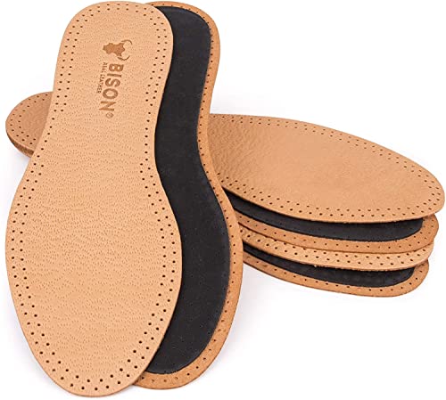 Bison - Leder Schuheinlagen Schuhe - Schweißfüße und Fußschmerzen - Leather Shoe Insoles - Geruchsabsorber Sohlen für Damen und Herren Schuh (3 Paare, 42) von BISON