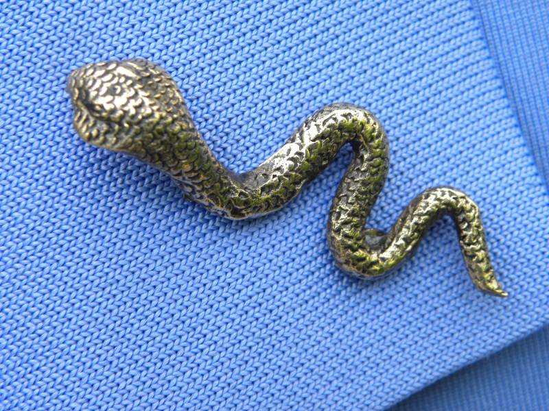 Cobra Schlangen Brosche Anstecknadel Accessoire Für T-Shirt Hutjacke Messing Metall Bronze Farbe Mit Zwei Pin von Bisonbracelet