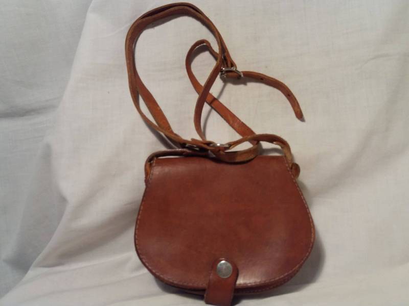 Vintage 80Er Braune Leder Handtasche - Schultertasche Kleine Größe Neu von BitakaVintage