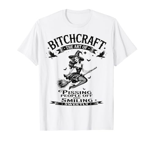 Halloween Vintage Fliegende Hexe Bitchcraft Pin Up Girl Lustig T-Shirt von Bitchcraft Vintage Flying Witch Sapphire Star