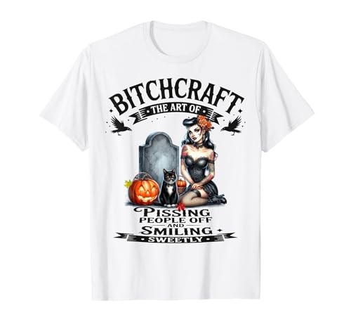 Halloween Vintage Fliegende Hexe Bitchcraft Pin Up Girl Lustig T-Shirt von Bitchcraft Vintage Flying Witch Sapphire Star