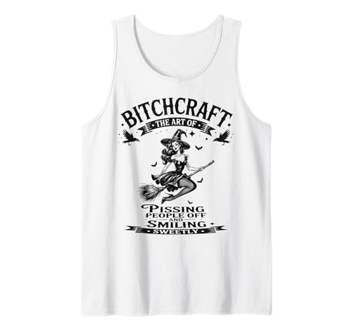 Halloween Vintage Fliegende Hexe Bitchcraft Pin Up Girl Lustig Tank Top von Bitchcraft Vintage Flying Witch Sapphire Star