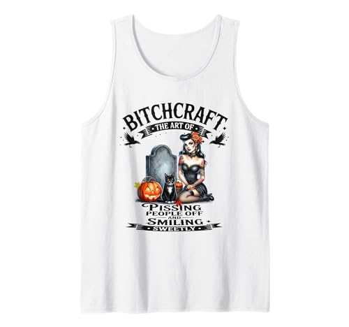 Halloween Vintage Fliegende Hexe Bitchcraft Pin Up Girl Lustig Tank Top von Bitchcraft Vintage Flying Witch Sapphire Star