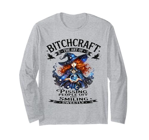Halloween Vintage Hexe Bitchcraft Gothic Frech Pin Up Girl Langarmshirt von Bitchcraft Vintage Gothic Blue Witch Sapphire Star