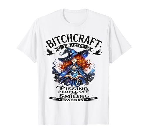 Halloween Vintage Hexe Bitchcraft Gothic Frech Pin Up Girl T-Shirt von Bitchcraft Vintage Gothic Blue Witch Sapphire Star