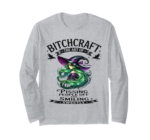 Halloween Vintage Hexe Bitchcraft Gothic Pin Up Girl Frech Langarmshirt von Bitchcraft Vintage Gothic Green PU Sapphire Star