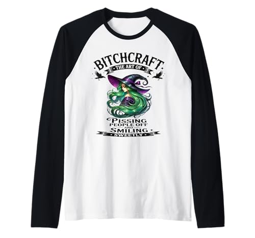 Halloween Vintage Hexe Bitchcraft Gothic Pin Up Girl Frech Raglan von Bitchcraft Vintage Gothic Green PU Sapphire Star