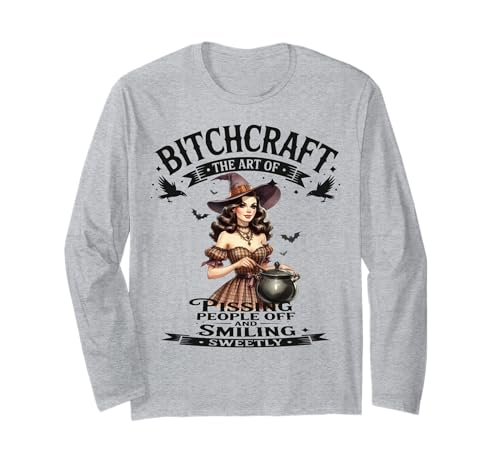 Halloween Vintage Hexe Bitchcraft Funny Pin Up Girl Frech Langarmshirt von Bitchcraft Vintage Sassy Pin Up Girl Sapphire Star