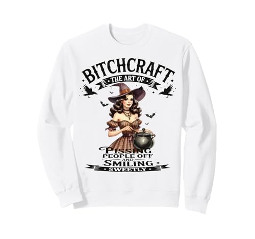 Halloween Vintage Hexe Bitchcraft Funny Pin Up Girl Frech Sweatshirt von Bitchcraft Vintage Sassy Pin Up Girl Sapphire Star