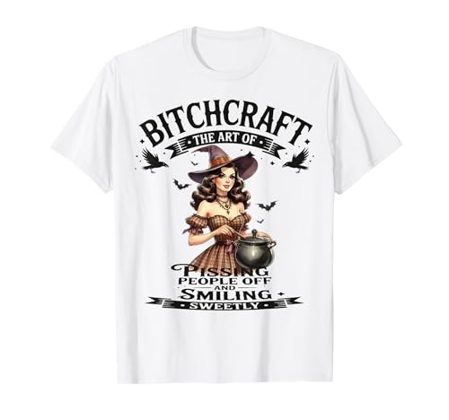 Halloween Vintage Hexe Bitchcraft Funny Pin Up Girl Frech T-Shirt von Bitchcraft Vintage Sassy Pin Up Girl Sapphire Star