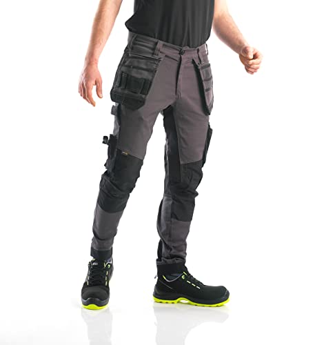 Bitco Garonne Stretch-Arbeitshose Grau/Schwarz, Wasser- und ölabweisend, Cordura®-Verstärkung, Knieschoner-Taschen, Utility-Taschen von Bitco