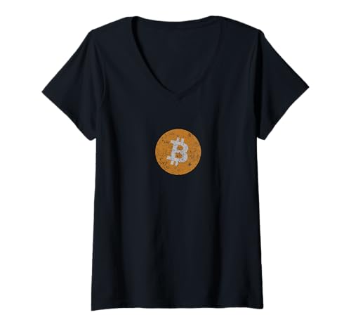 Damen Bitcoin Vintage-Logo BTC-Kryptowährungs-Blockchain-Trader T-Shirt mit V-Ausschnitt Damen Bitcoin Vintage-Logo BTC-Kryptowährungs-Blockchain-Trader T-Shirt mit V-Ausschnitt von Bitcoin BTC Blockchain Crypto Currency Apparel Co.