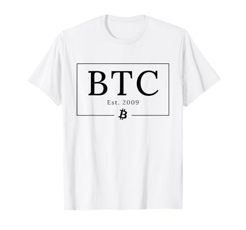 Bitcoin BTC Crypto to the moon Bitcoin Est. 2009 Damen & Herren Unisex Weiß Klein Klassisch Kurzarm T-Shirt von Bitcoin BTC Crypto to the moon