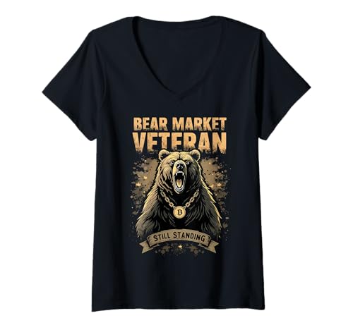 Damen Überlebender des Bitcoin-Bärenmarktes T-Shirt mit V-Ausschnitt von Bitcoin Bear Market Survivor Tees Co