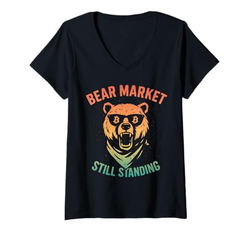 Damen Überlebender des Bitcoin-Bärenmarktes T-Shirt mit V-Ausschnitt von Bitcoin Bear Market Survivor Tees