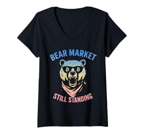 Damen Überlebender des Bitcoin-Bärenmarktes T-Shirt mit V-Ausschnitt von Bitcoin Bear Market Survivor Tees