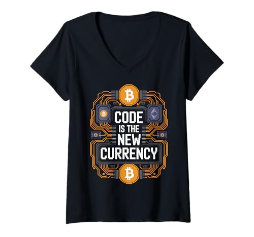 Damen Bitcoin Crypto Code ist die Neue Währungs-Blockchain T-Shirt mit V-Ausschnitt Damen Bitcoin Crypto Code ist die Neue Währungs-Blockchain T-Shirt mit V-Ausschnitt von Bitcoin Crypto Blockchain Apparel