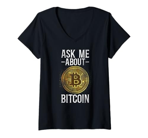 Damen Bitcoin-Krypto T-Shirt mit V-Ausschnitt von Bitcoin Crypto Cryptocurrency HD0