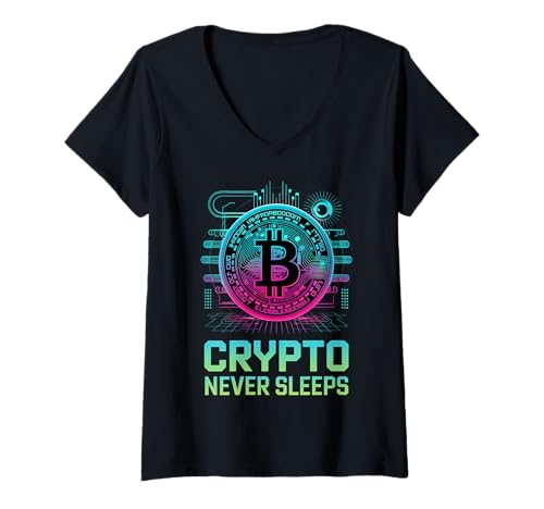 Damen Bitcoin-Krypto schläft nie T-Shirt mit V-Ausschnitt Damen Bitcoin-Krypto schläft nie T-Shirt mit V-Ausschnitt von Bitcoin Crypto Never Sleeps Tees