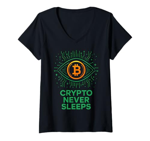Damen Bitcoin-Krypto schläft nie T-Shirt mit V-Ausschnitt Damen Bitcoin-Krypto schläft nie T-Shirt mit V-Ausschnitt von Bitcoin Crypto Never Sleeps Tees