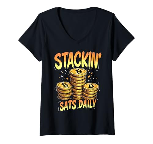 Damen Statistiken zum Stacken von Bitcoin-Kryptos T-Shirt mit V-Ausschnitt Damen Statistiken zum Stacken von Bitcoin-Kryptos T-Shirt mit V-Ausschnitt von Bitcoin Crypto Stackin Sats Tee
