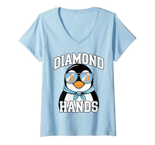 Damen Bitcoin HODL Pinguin Diamond Hands T-Shirt mit V-Ausschnitt Damen Bitcoin HODL Pinguin Diamond Hands T-Shirt mit V-Ausschnitt von Bitcoin Diamond Hands HODL Apparel