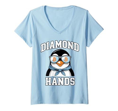 Damen Bitcoin HODL Pinguin Diamond Hands T-Shirt mit V-Ausschnitt Damen Bitcoin HODL Pinguin Diamond Hands T-Shirt mit V-Ausschnitt von Bitcoin Diamond Hands HODL Tees