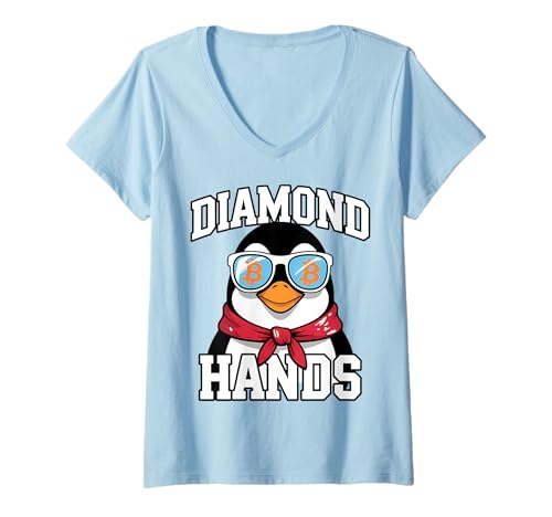 Damen Bitcoin HODL Pinguin Diamond Hands T-Shirt mit V-Ausschnitt Damen Bitcoin HODL Pinguin Diamond Hands T-Shirt mit V-Ausschnitt von Bitcoin Diamond Hands HODL Tees