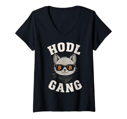 Damen Bitcoin HODL Katze T-Shirt mit V-Ausschnitt Damen Bitcoin HODL Katze T-Shirt mit V-Ausschnitt von Bitcoin HODL Cat Tees Inc
