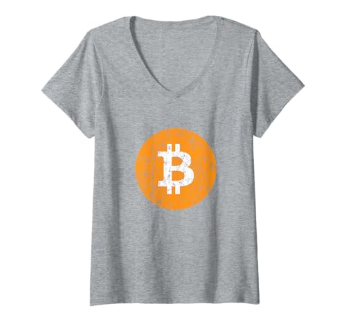 Damen Bitcoin Logo Krypto Kryptowährung Retro Distressed T-Shirt mit V-Ausschnitt Damen Bitcoin Logo Krypto Kryptowährung Retro Distressed T-Shirt mit V-Ausschnitt von Bitcoin HODL Cryptocurrency Crypto Apparel