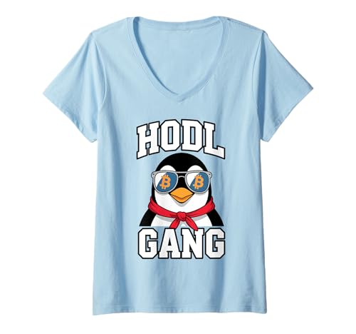 Damen Bitcoin HODL Pinguin T-Shirt mit V-Ausschnitt Damen Bitcoin HODL Pinguin T-Shirt mit V-Ausschnitt von Bitcoin HODL Penguin Apparel Tees