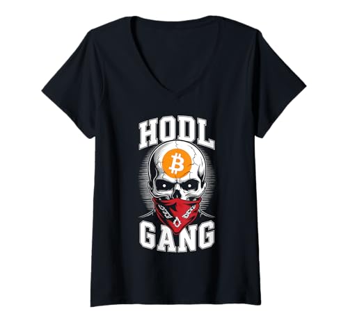 Damen Bitcoins HODL T-Shirt mit V-Ausschnitt von Bitcoin HODL Tees Co