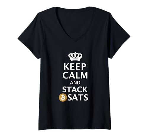 Damen Keep Calm And Stack Sats I Bitcoin T-Shirt mit V-Ausschnitt Damen Keep Calm And Stack Sats I Bitcoin T-Shirt mit V-Ausschnitt von Bitcoin I BTC I Stack Satoshis