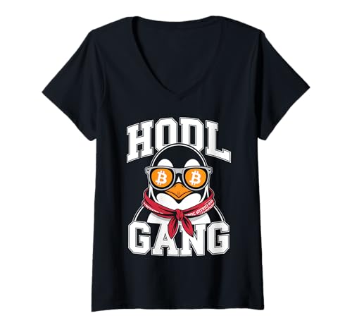 Damen Bitcoin Pinguin HODL T-Shirt mit V-Ausschnitt Damen Bitcoin Pinguin HODL T-Shirt mit V-Ausschnitt von Bitcoin Penguin HODL Tees & Gifts