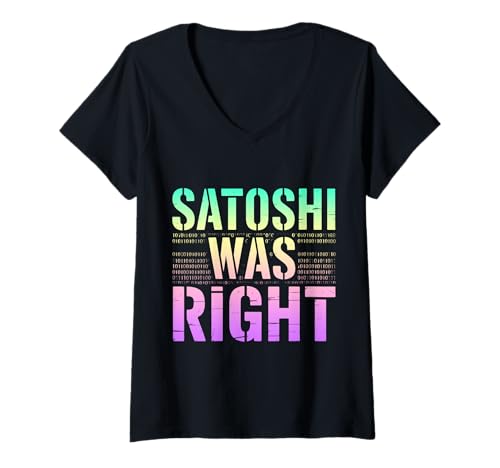 Damen Satoshi Hatte Recht, Bitcoin T-Shirt mit V-Ausschnitt Damen Satoshi Hatte Recht, Bitcoin T-Shirt mit V-Ausschnitt von Bitcoin Satoshi Apparel
