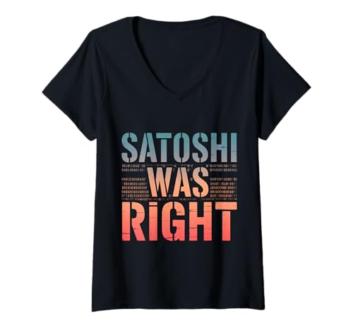 Damen Satoshi Hatte Recht, Bitcoin T-Shirt mit V-Ausschnitt von Bitcoin Satoshi Apparel