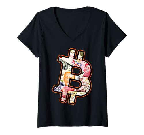 Damen Globale FIAT-Währungen innerhalb von Bitcoin T-Shirt mit V-Ausschnitt Damen Globale FIAT-Währungen innerhalb von Bitcoin T-Shirt mit V-Ausschnitt von Bitcoin Shirt